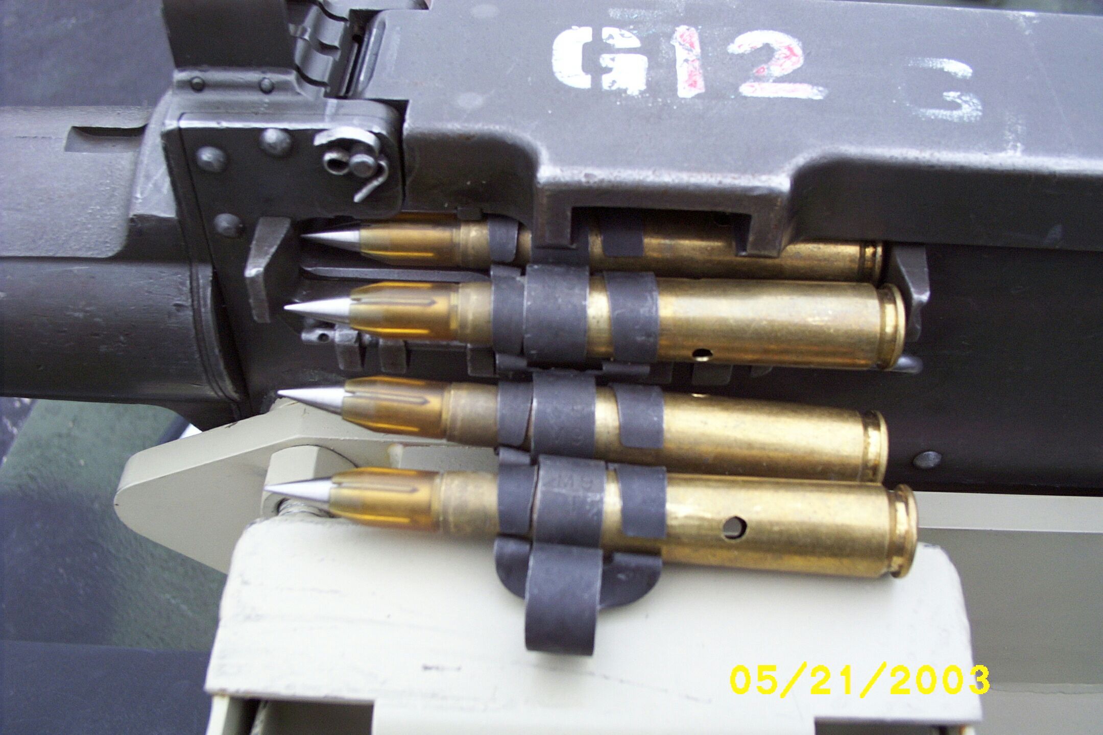 Left to right: Mk211, Spotter, Silver tip (Armor Piercing Incendiary), Blue ...